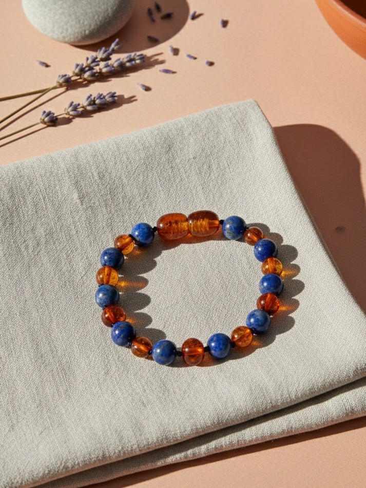 Barnsteen armband voor kinderen met Lapis Lazuli