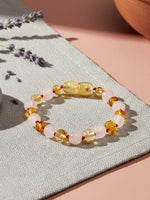 Barnsteenarmband | Barnsteen lemon & Rozenkwarts