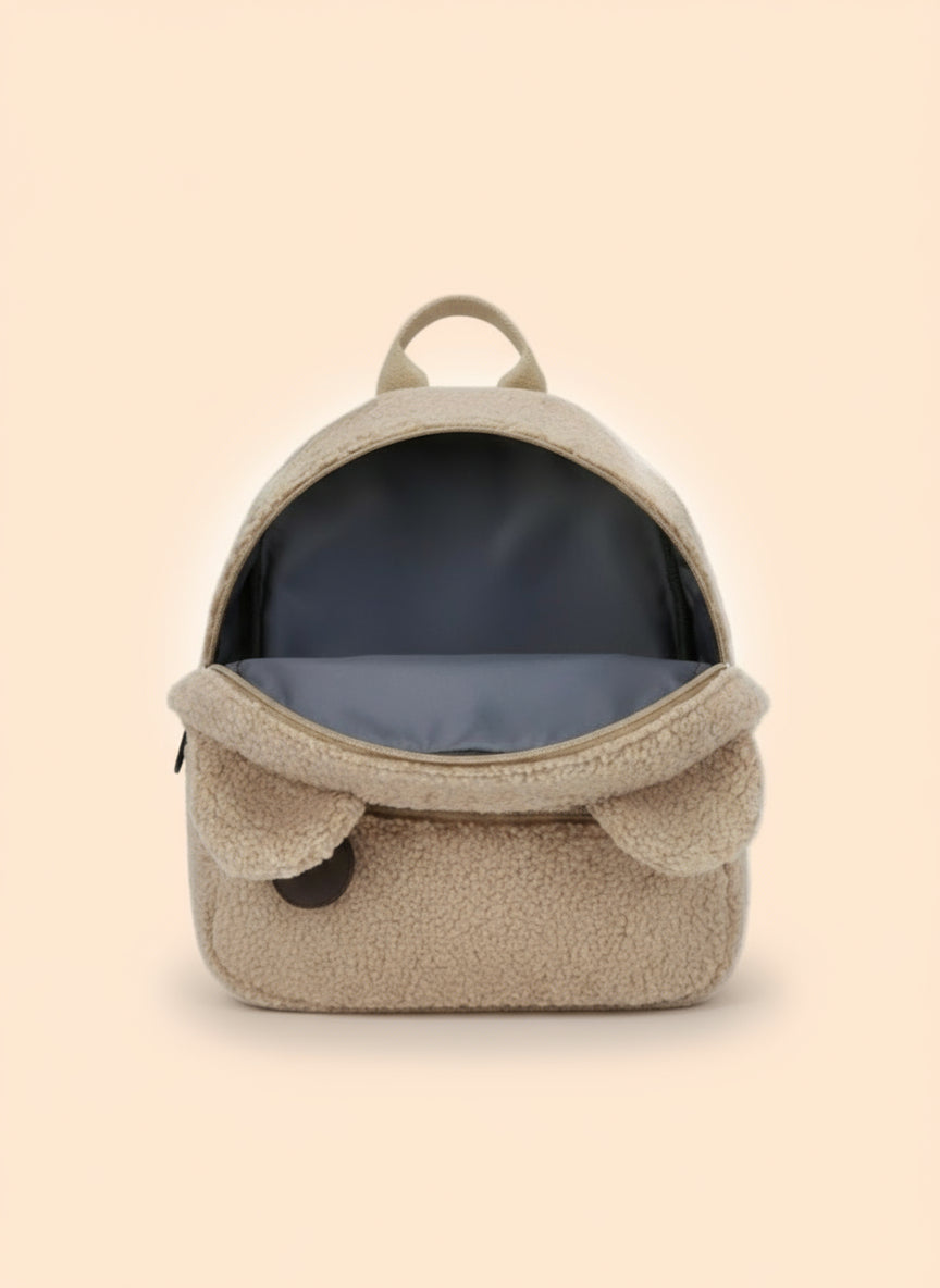 Beige teddy rugzak voor kinderen