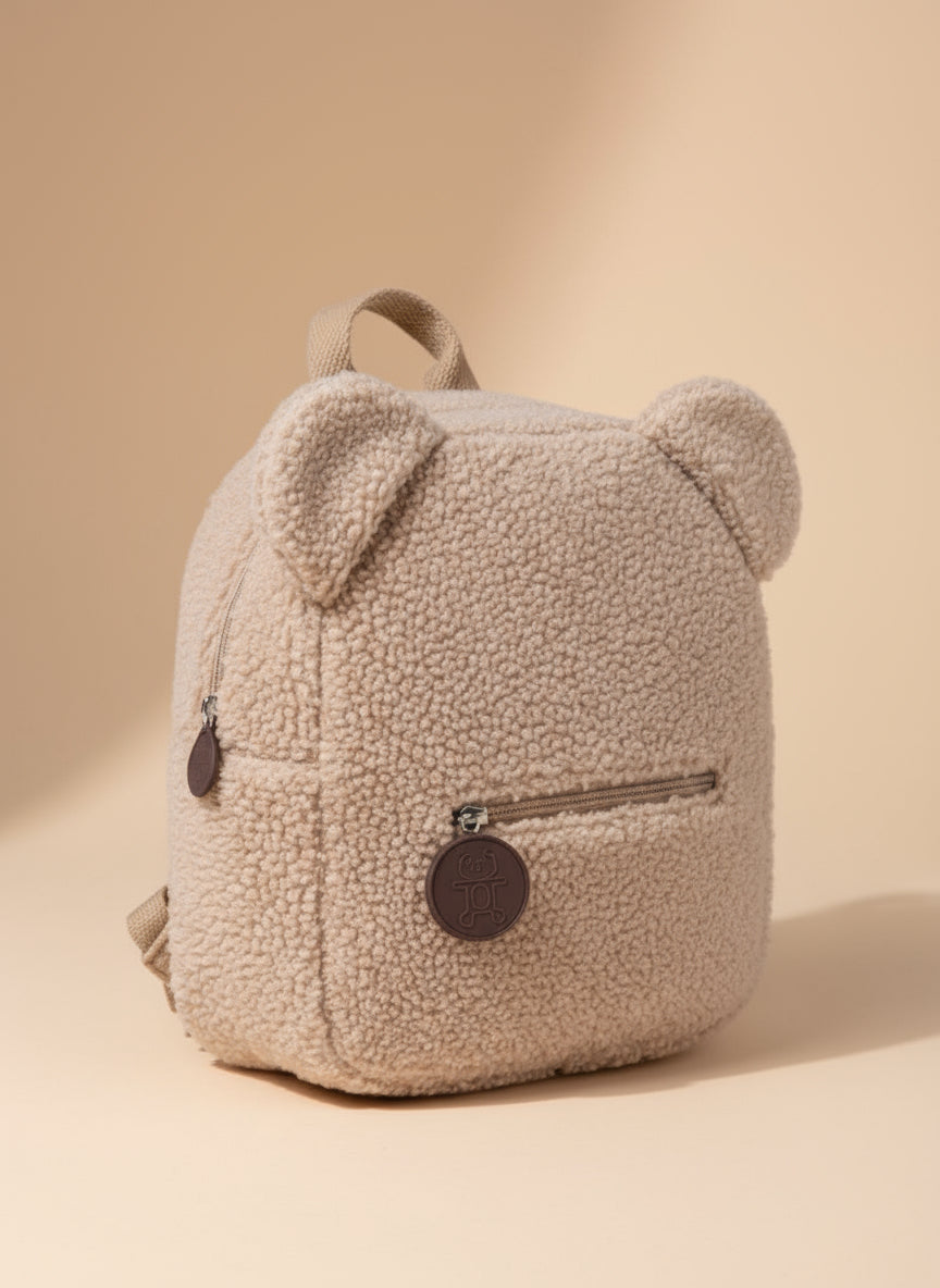 Beige teddy rugzak voor kinderen