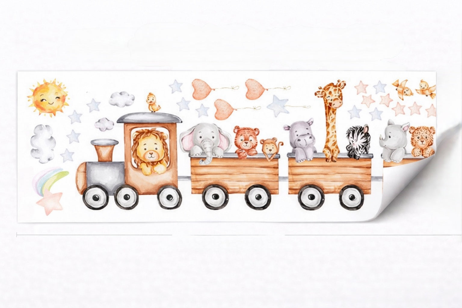 muursticker kinderkamer dierentrein