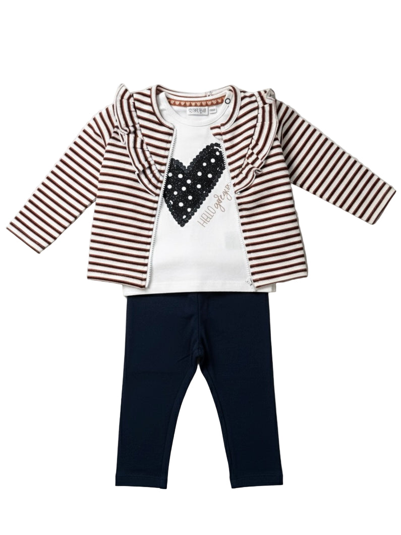 3-delige babyset Hello Gorgeous van Dirkje met broekje, T-shirt en vestje