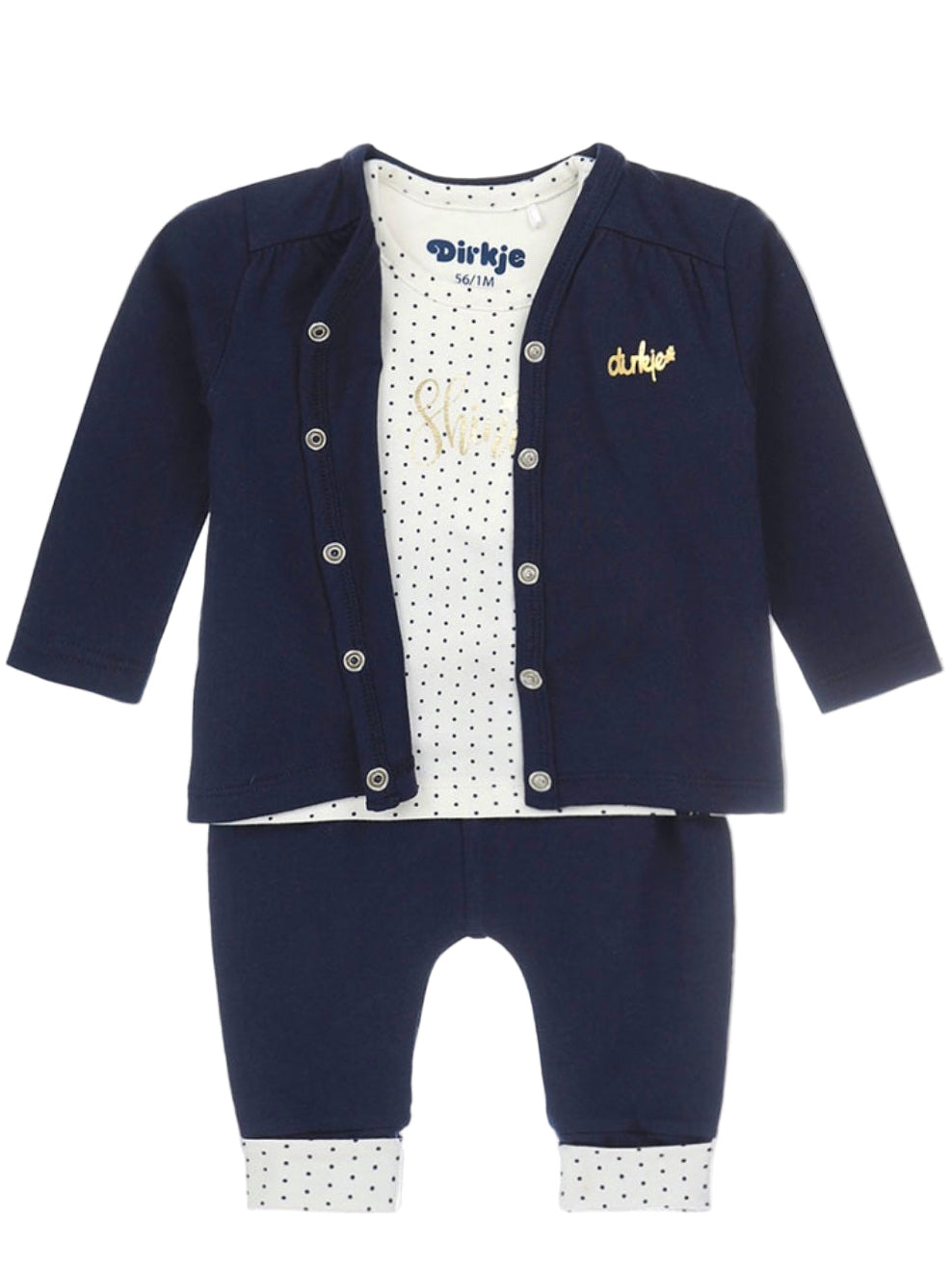 3-delige babyset Shine van Dirkje met broekje, T-shirt en vestje