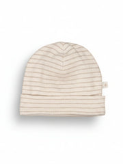 Feetje | Mutsje | Taupe melange gestreept