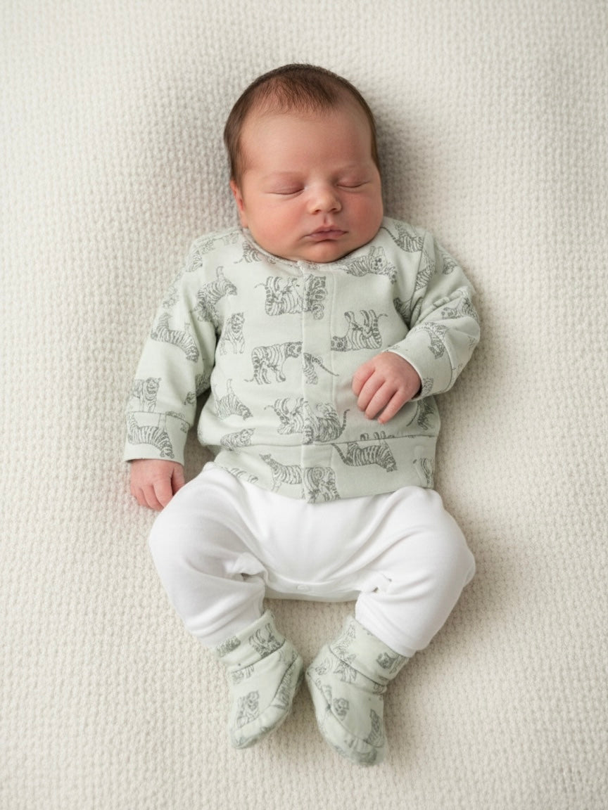 baby slofjes en vestje feetje tijger