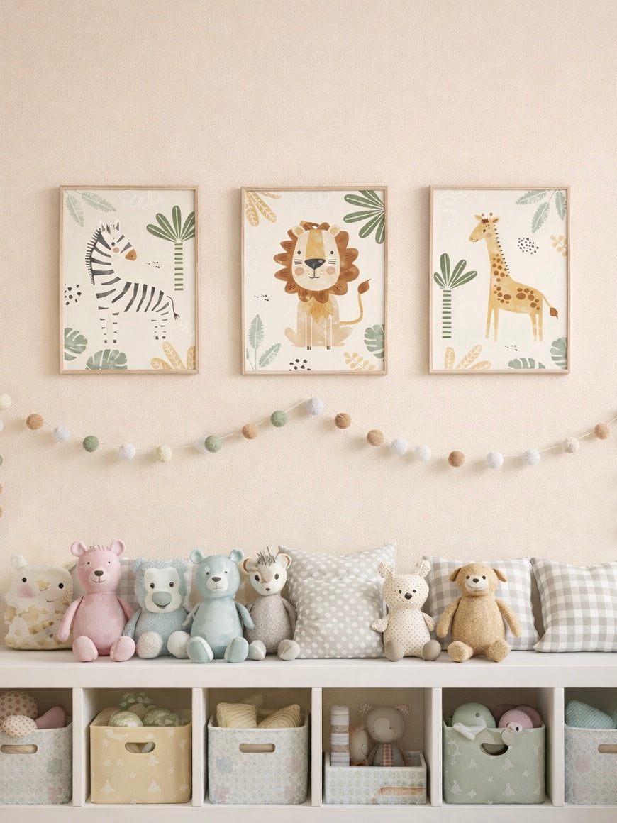 Canvas poster set van 3 | Jungle dieren