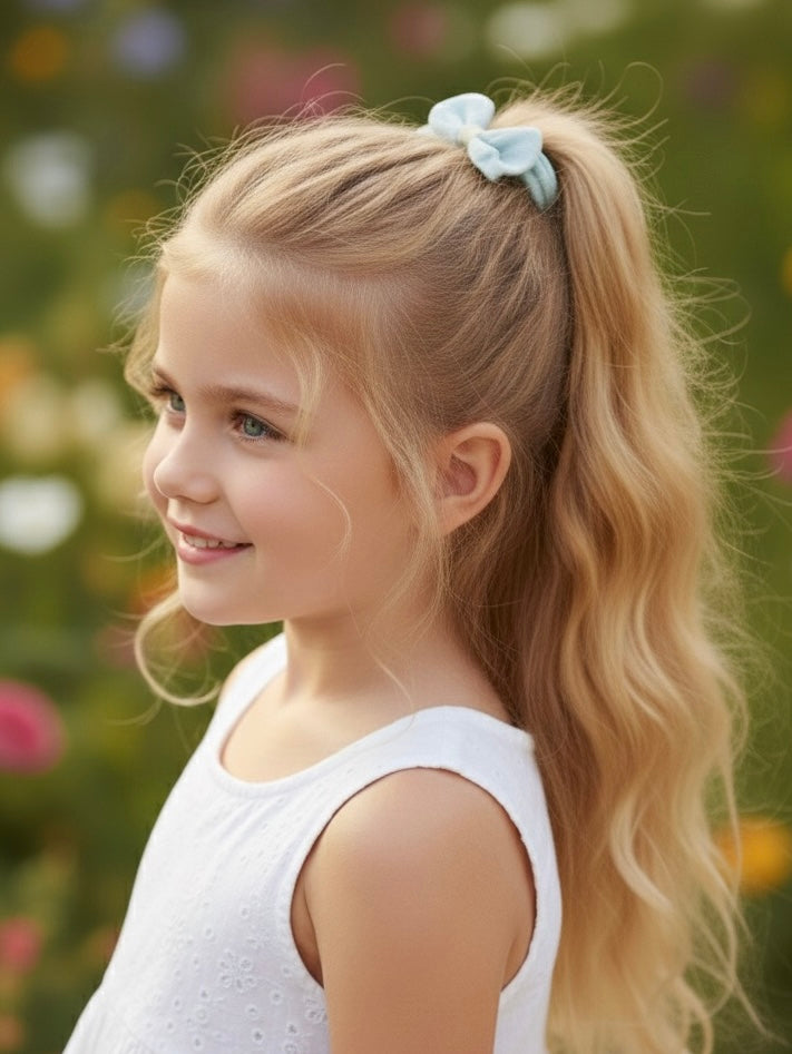 Set van 6 pastelkleurige haarelastiekjes met strik voor kinderen