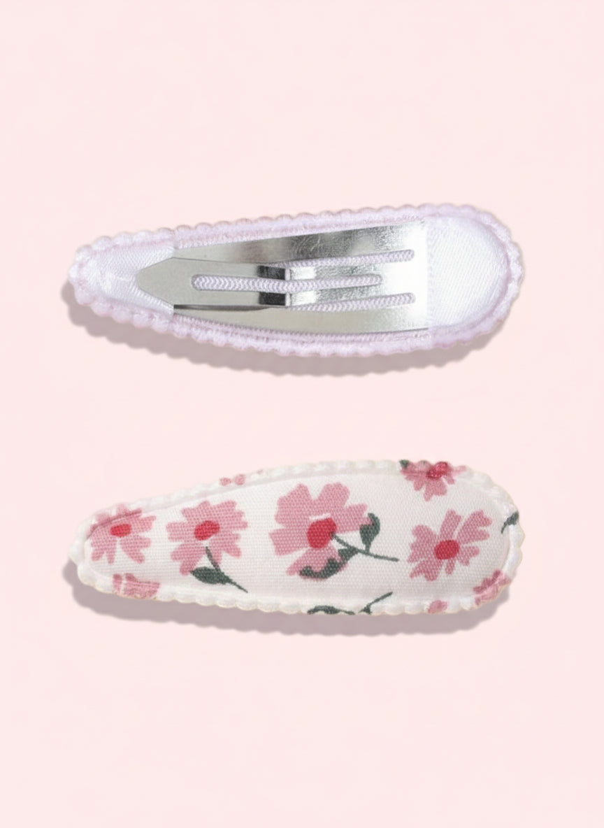 Set van 5 haarspeldjes met bloemetjes in lila roze en wit