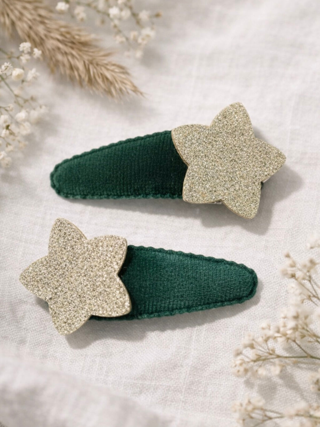 Haarspeldjes cute little rebels glitter ster goud groen voor kinderen