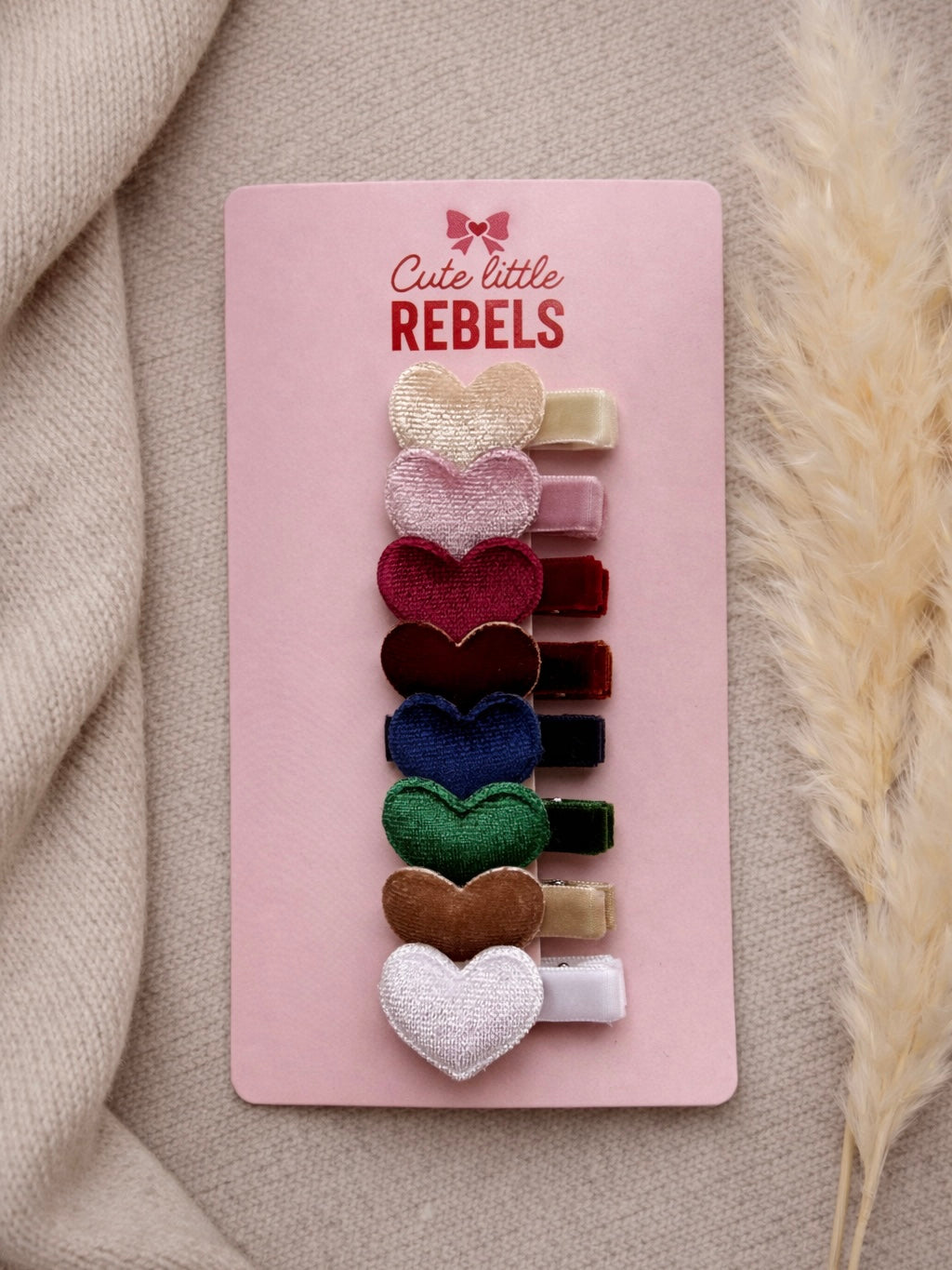 Haarspeldjes van cute little rebels fluweel hartjes voor baby en kinderen