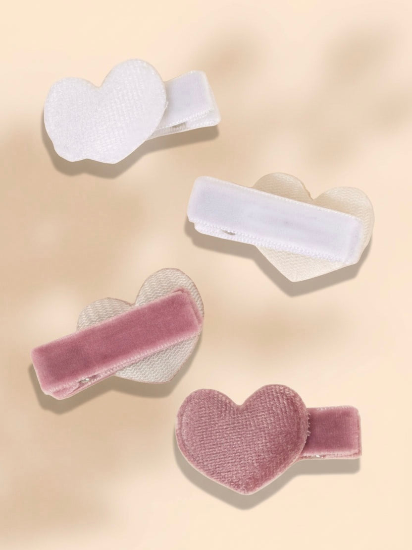 Haarspeldjes van cute little rebels fluweel hartjes voor baby en kinderen