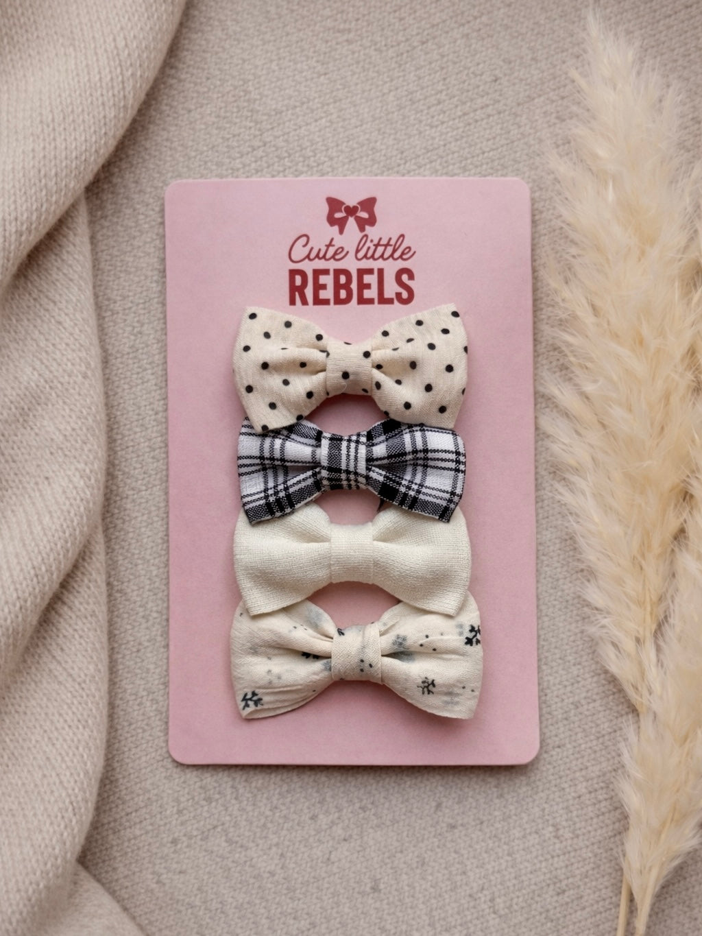 Haarspeldjes cute little rebels strikken zwart wit voor kinderen