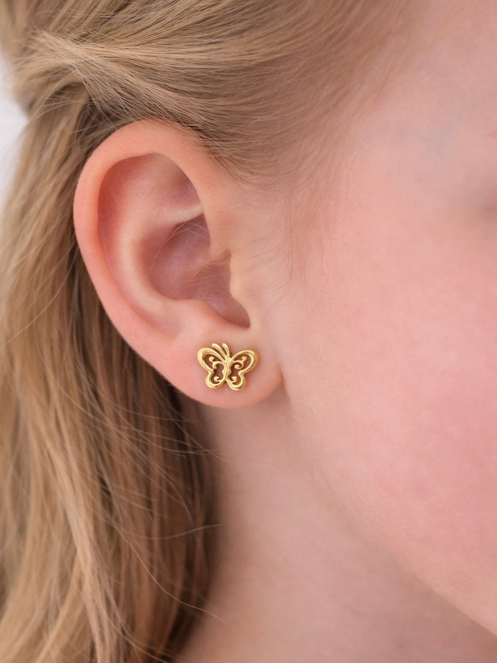 Kinderoorbellen goud vlinder