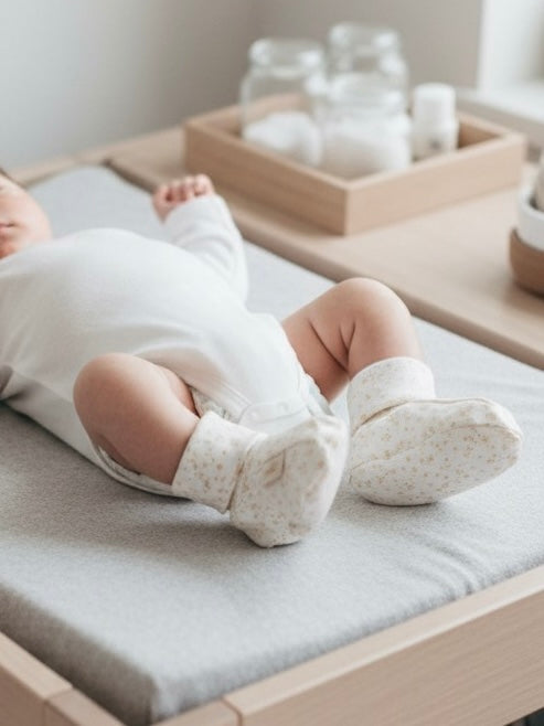 Babyslofjes in ecru sand kleur van het merk Levv