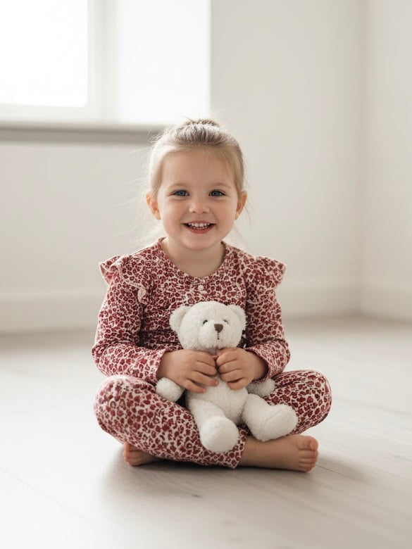 Rood boxpakje met panterprint voor baby van het merk Little Chiq