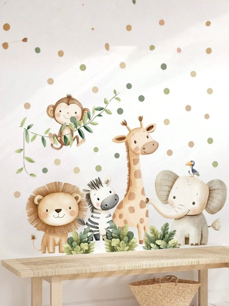 Muursticker met jungledieren als wanddecoratie voor de baby- of kinderkamer