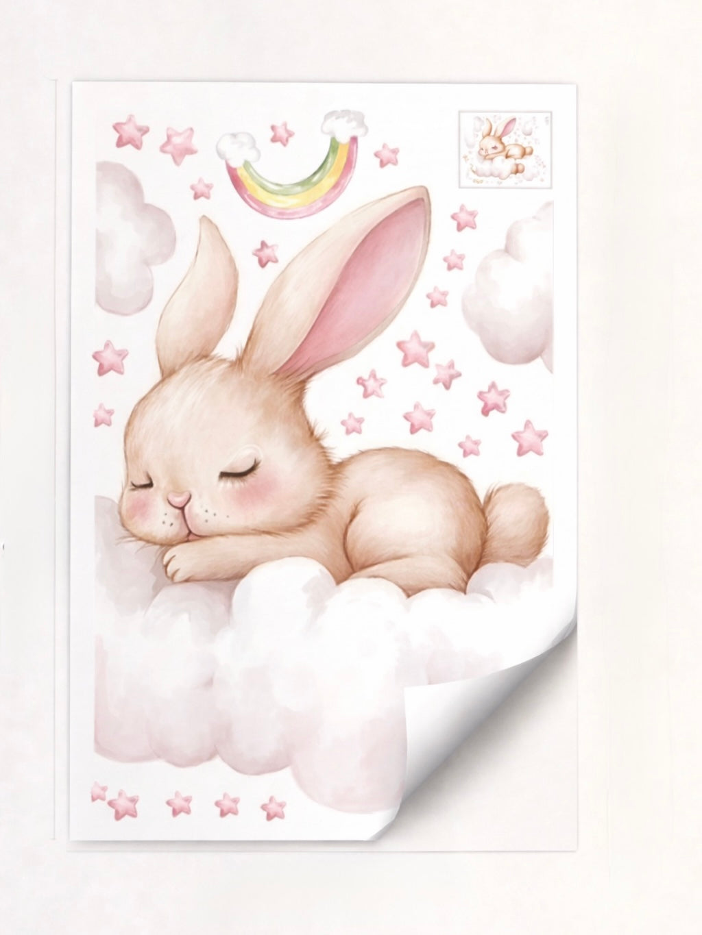 Muursticker slapend konijn kinderkamer