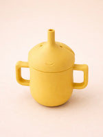 Siliconen drinkbeker met rietje | Okergeel