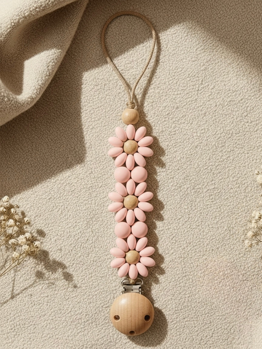 Speenkoord cute little rebels roze bloemen voor babys en kinderen