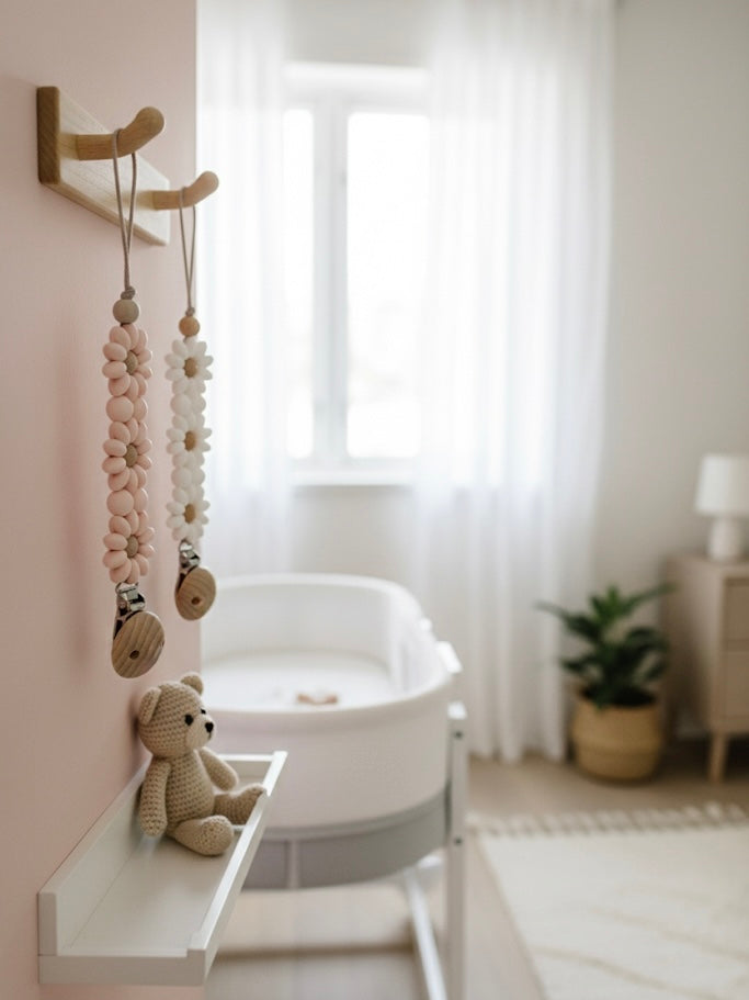 speenkoord met siliconen bloemen voor baby