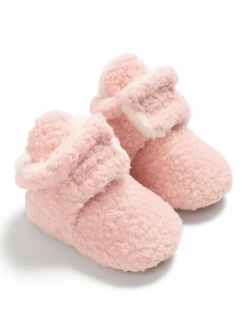 Zachte teddy sloffen voor kinderen roze