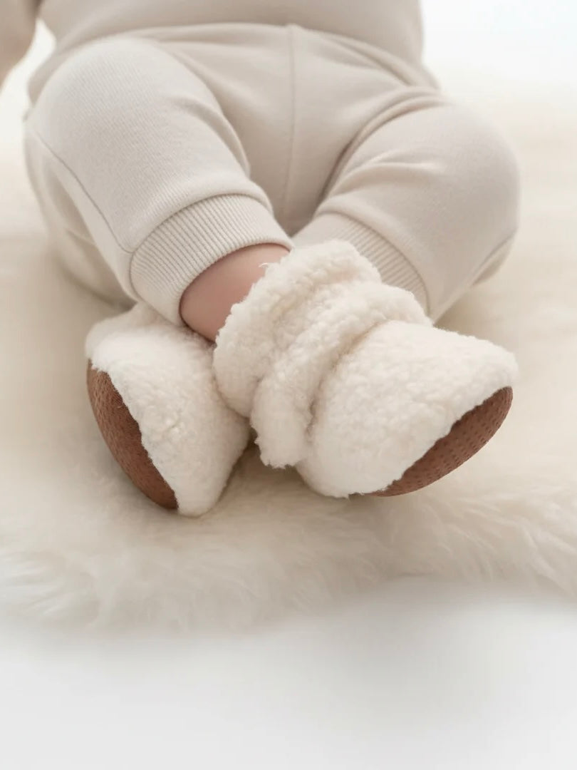 Zachte teddy sloffen voor kinderen wit