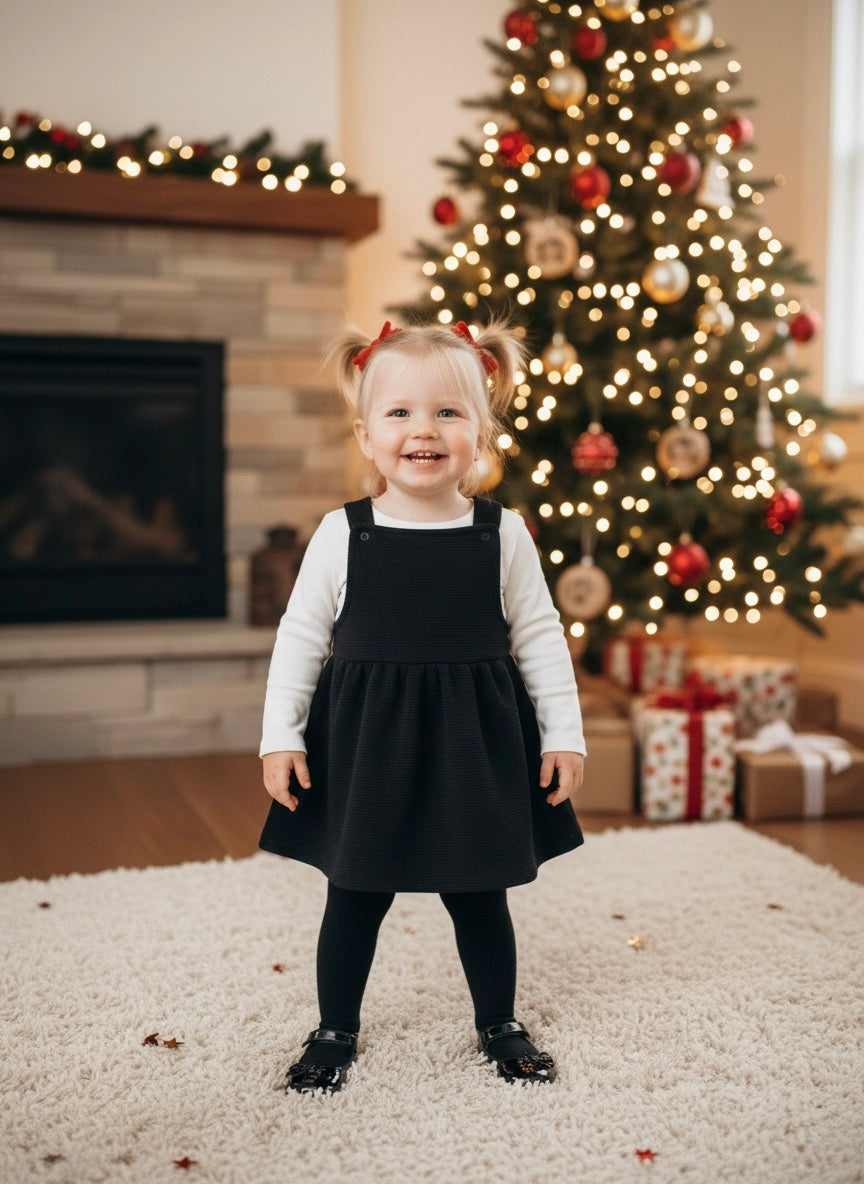 Zwarte salopettejurk voor baby of kind van het merk Your Wishes