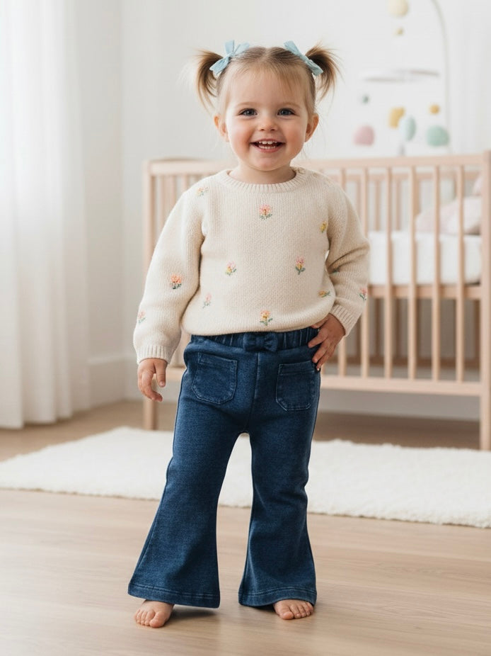 Feetje flare denim jeans voor baby van zachte denim