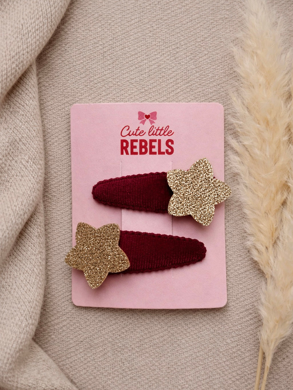 Haarspeldjes cute little rebels glitter ster rood voor kinderen