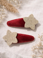 Haarspeldjes | Set van 2 'Ster - Glitter rood'