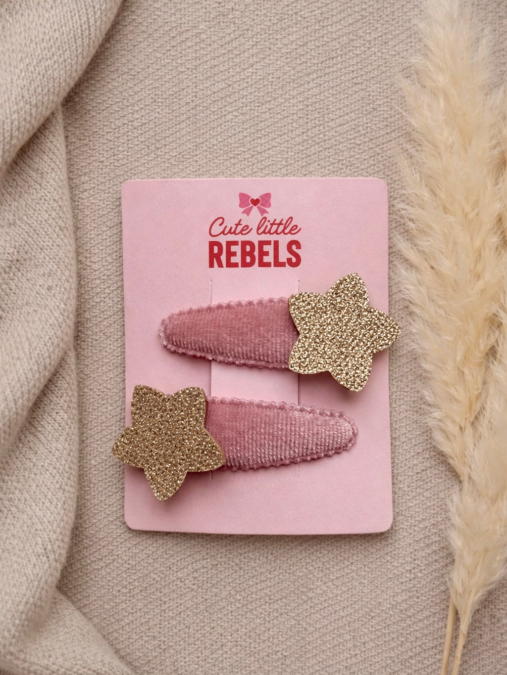Haarspeldjes cute little rebels glitter ster roze voor kinderen