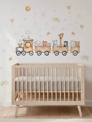 muursticker kinderkamer dierentrein