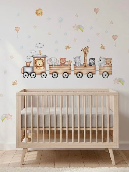 muursticker kinderkamer dierentrein