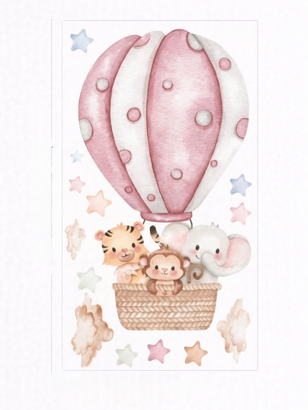 muursticker kinderkamer luchtballon dieren roze