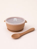 Siliconen bakje met lepel | Bruin